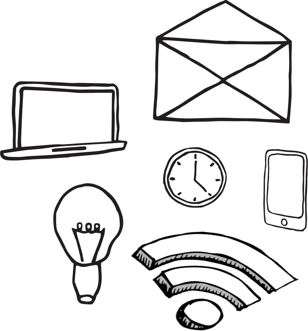 Digital Icons on Transparent Background for Social Media