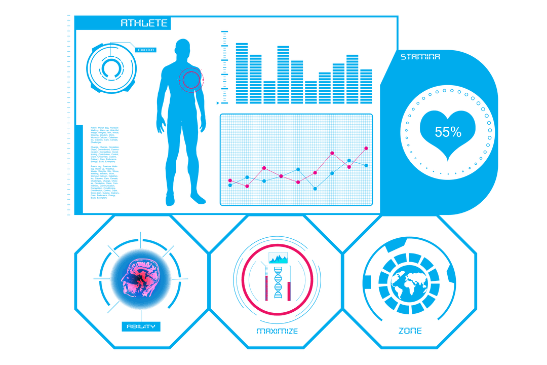 Digital Health Data Interface on Transparent Background