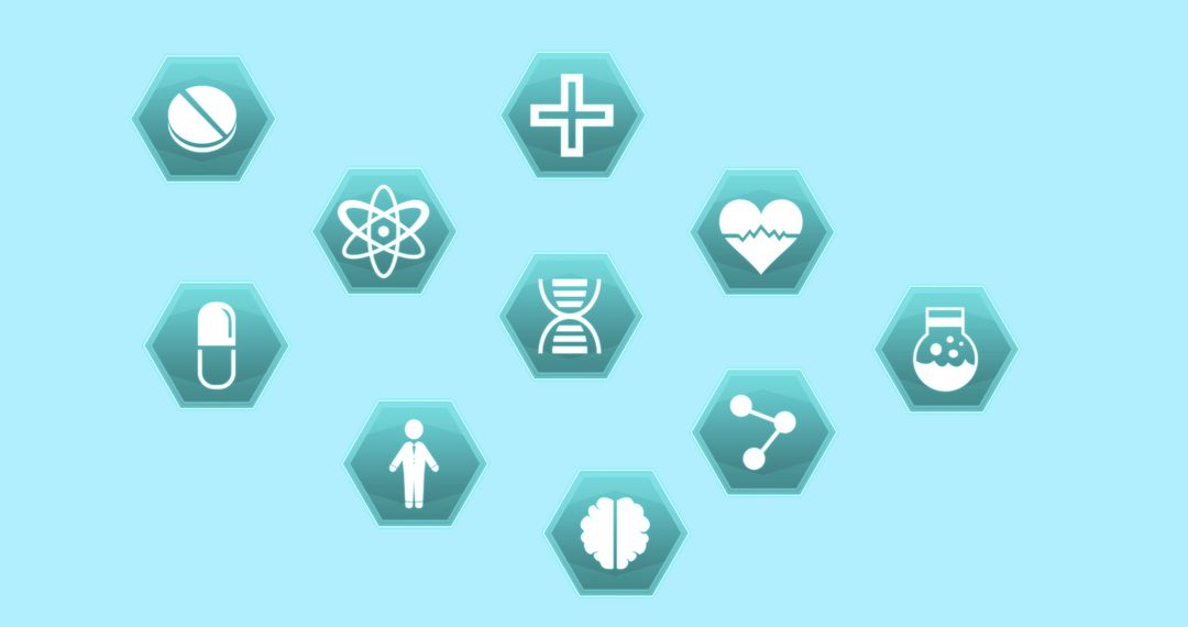 Medical and Science Icons with Digital Innovation Theme