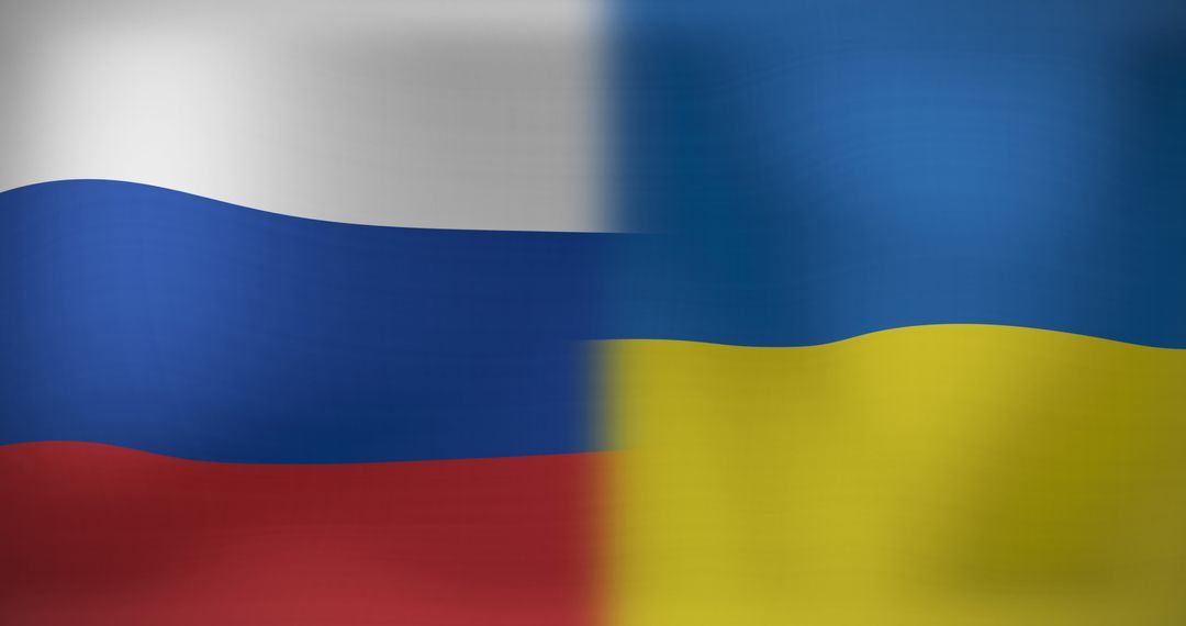 Motion Blur of Intertwined Russian and Ukrainian Flags