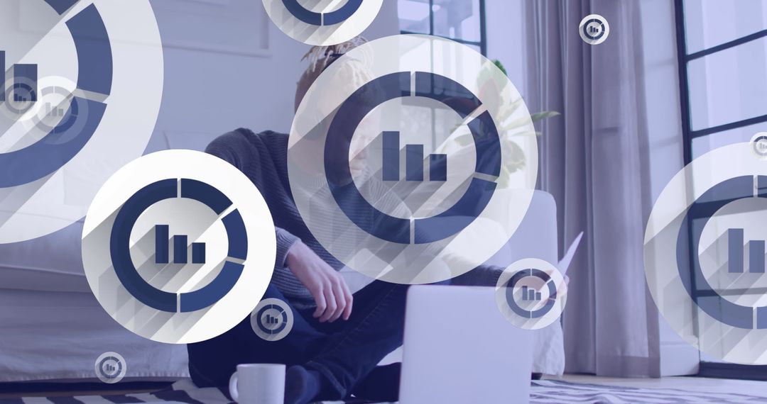 Digital Analytics Overlay on Remote Home Office Scene