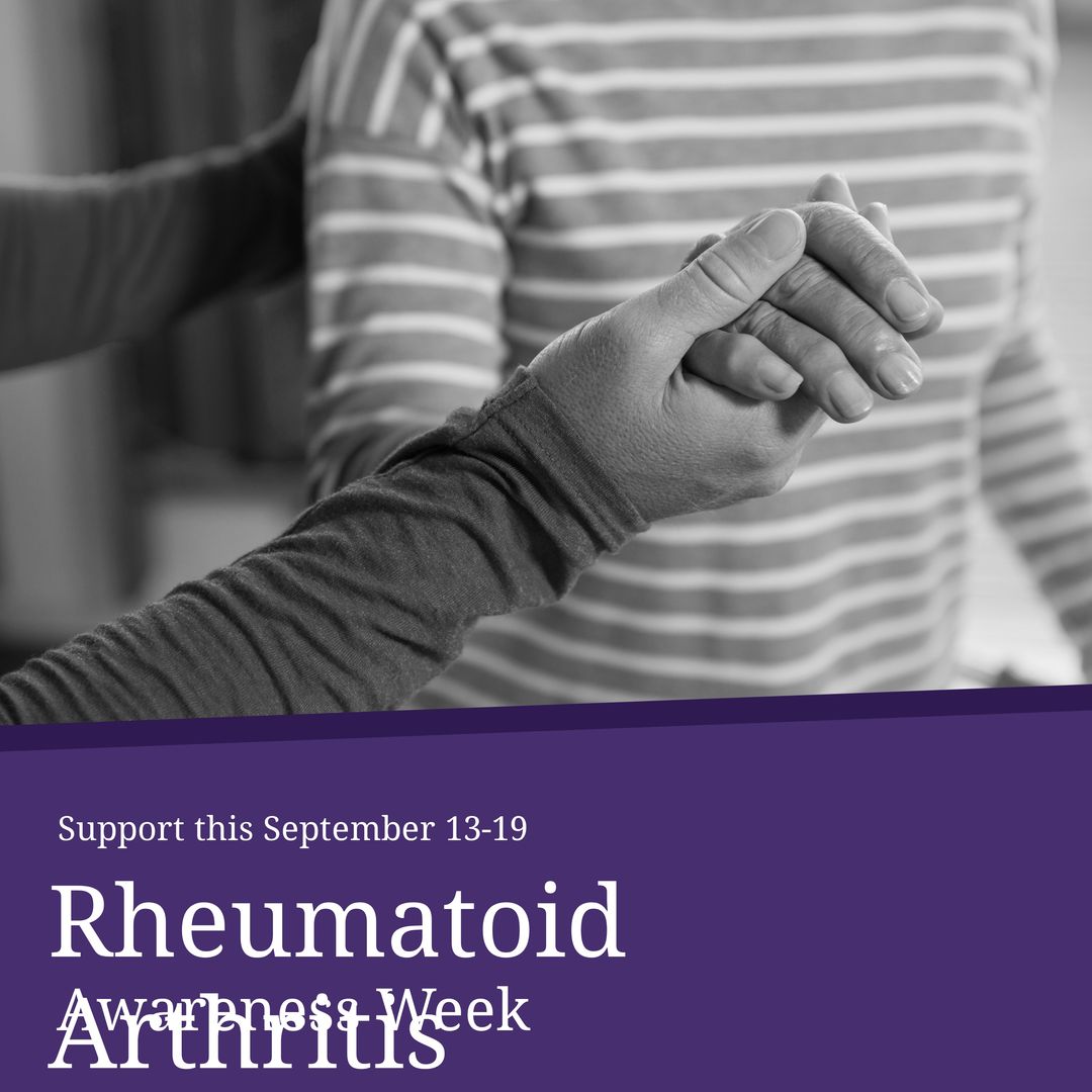 Biracial man holding friend's hands and september 13-19, rheumatoid arthritis awareness week - Download Free Stock Templates Pikwizard.com