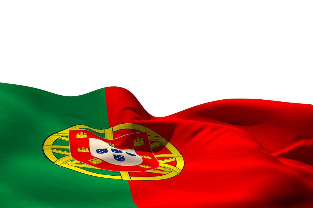 Waving Flag of Portugal on Transparent Background