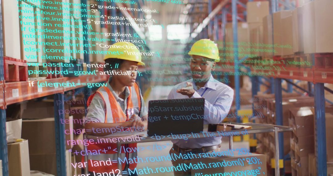 Warehouse Workers Engaged in Technological Data Monitoring