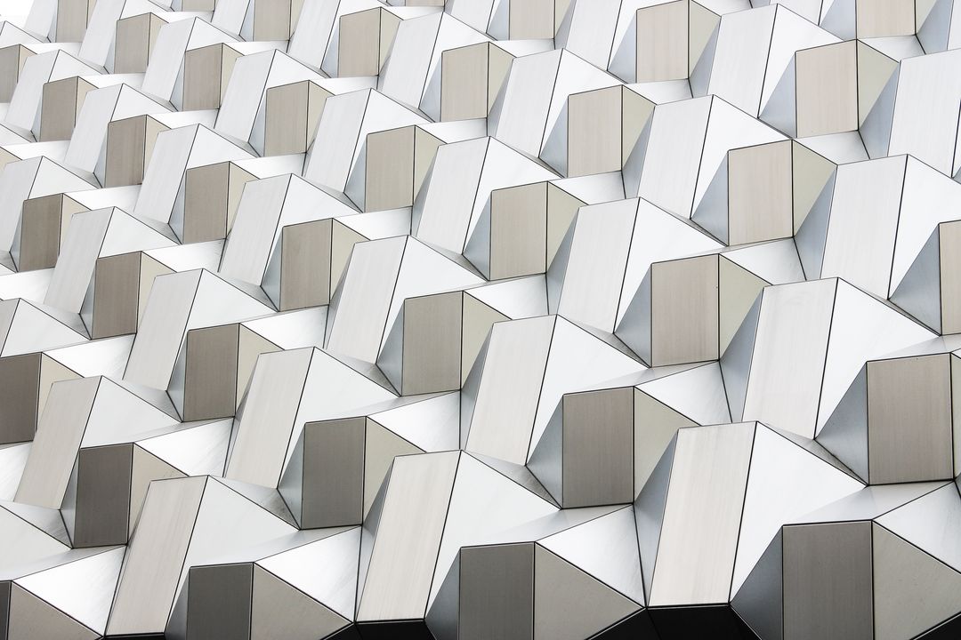 3D Geometric Abstract Pattern on Modern Building Facade - Free Images, Stock Photos and Pictures on Pikwizard.com