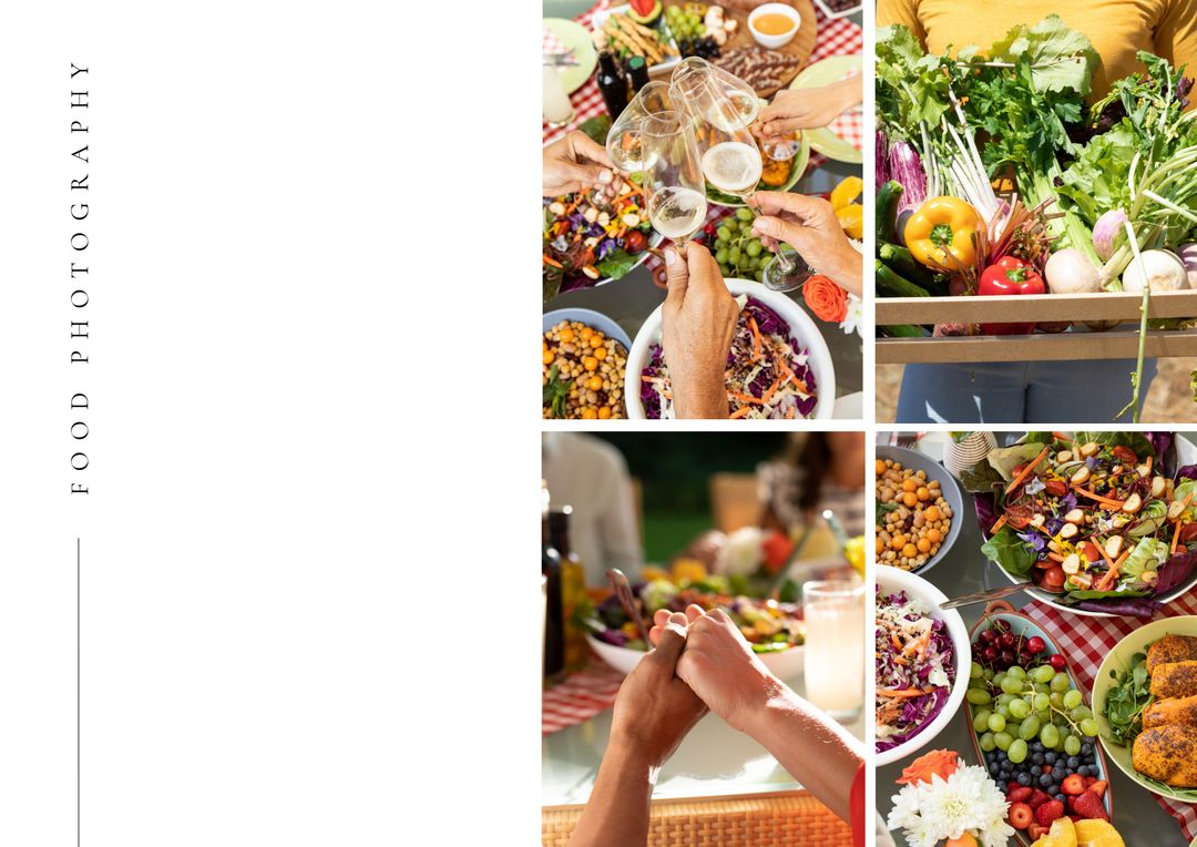 Collage of Vibrant Summer Picnic, Fresh Gathered Vegetables