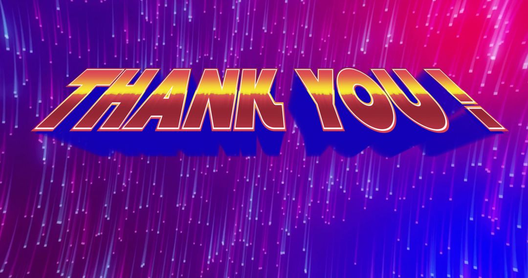 Floating Retro 3D THANK YOU Text Neon Gradient with Bold Blue Shadow and Synthwave Glow