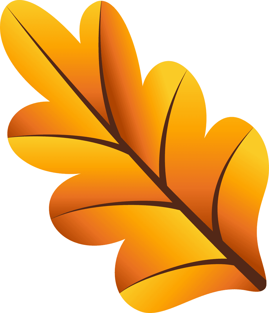 Transparent Autumn Oak Leaf with Yellow-Orange Gradient Design