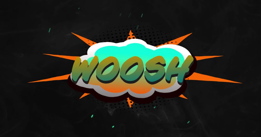 Woosh Text on Dynamic Green and Black Background