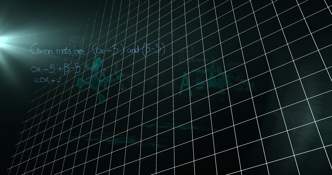 Floating Mathematical Equations on Black Digital Background