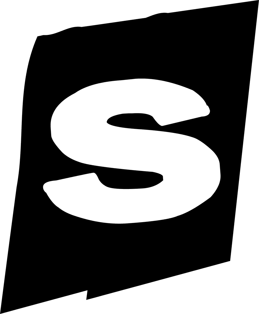 Stylized Letter S on Skewed Black Background, Transparent Design