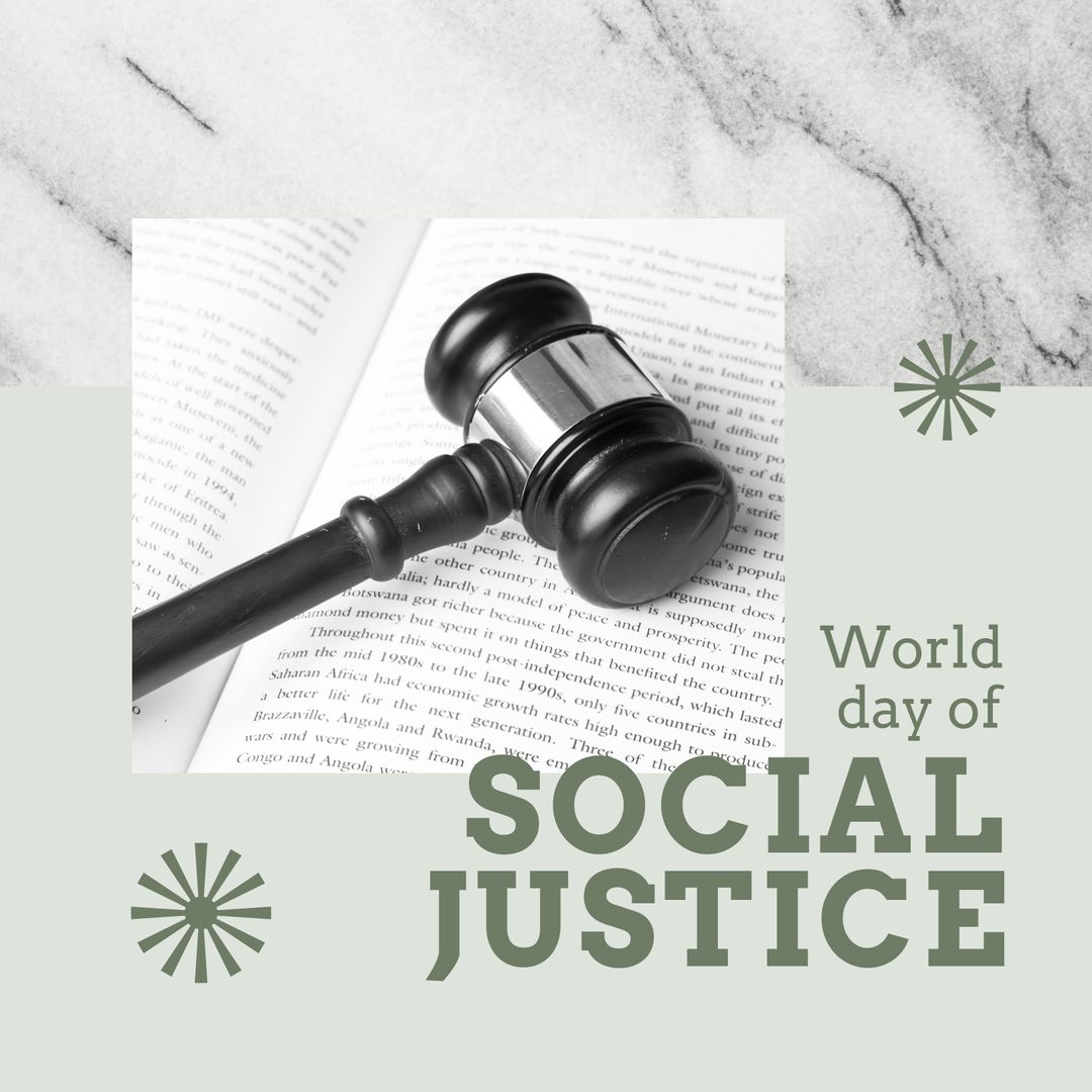 World Day of Social Justice with Gavel and Text