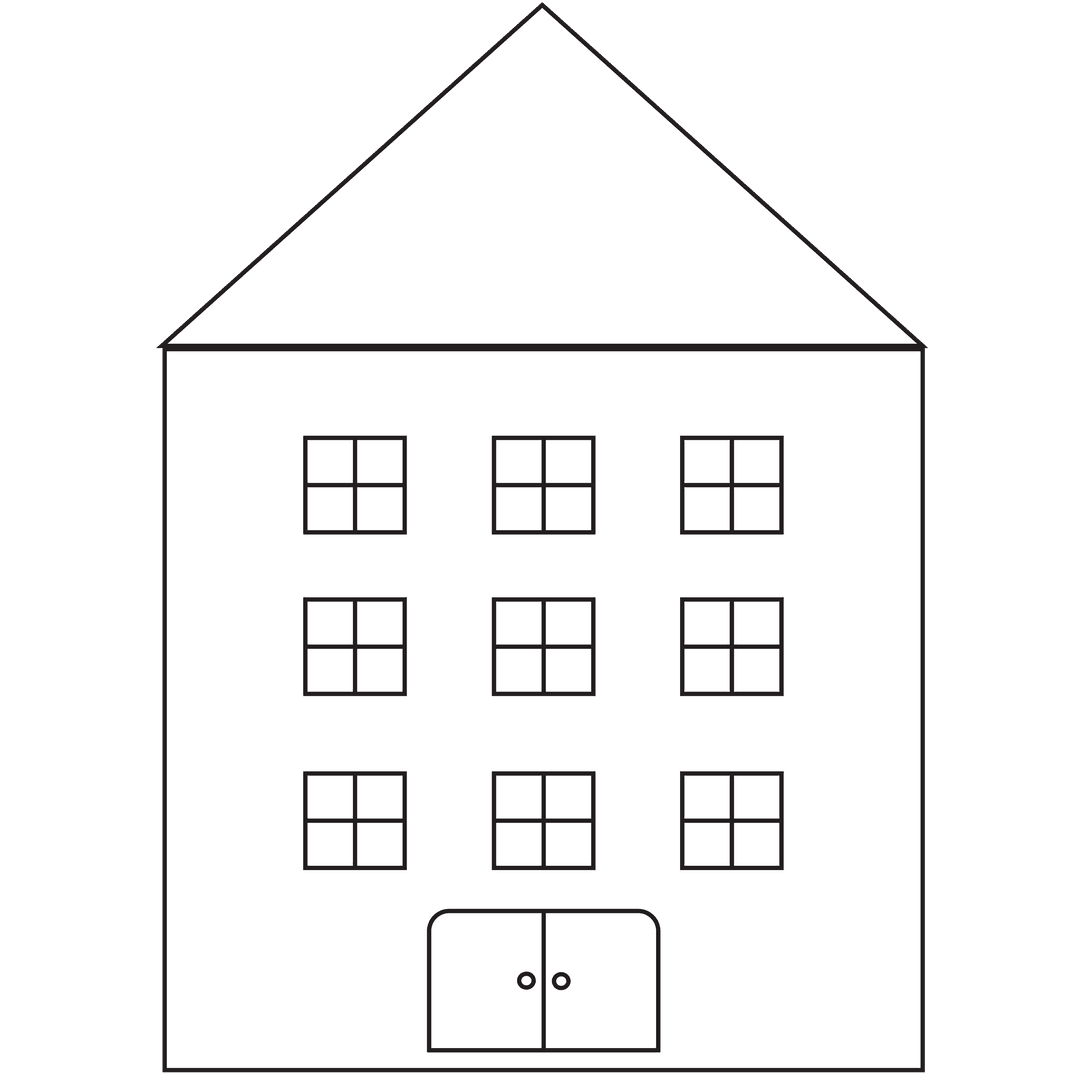 Vector White Building Elevation on Transparent Background
