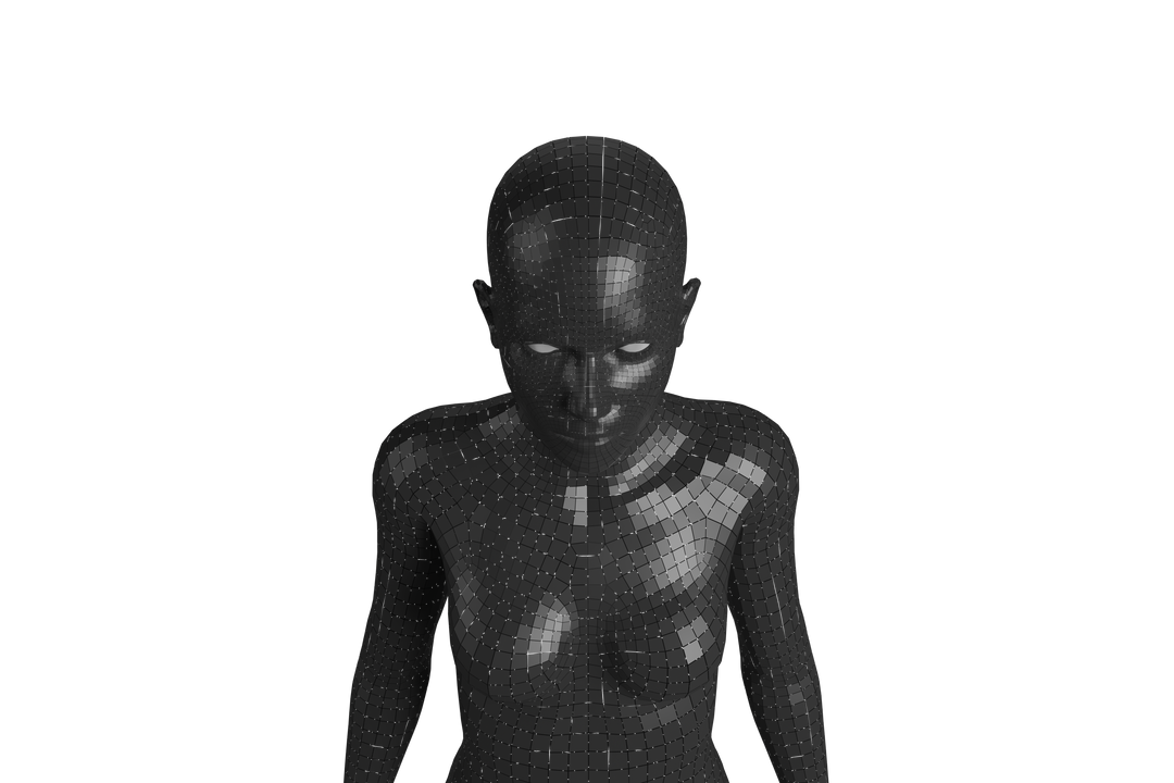 Transparent Digital Black 3D Female Model Rendering Close-Up - Download Free Stock Images Pikwizard.com