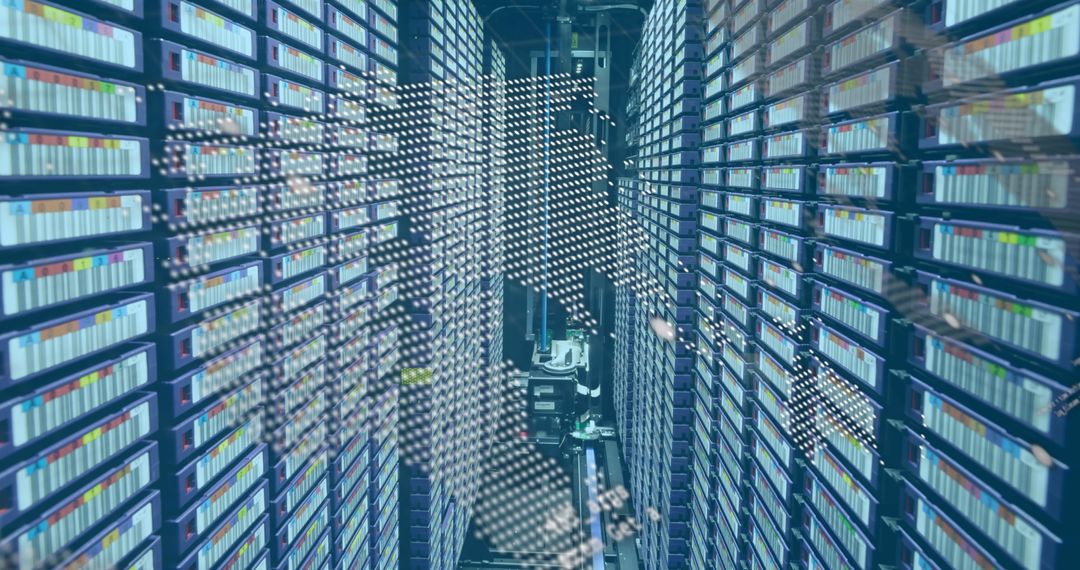 Digital World Map Overlay on Data Center Servers