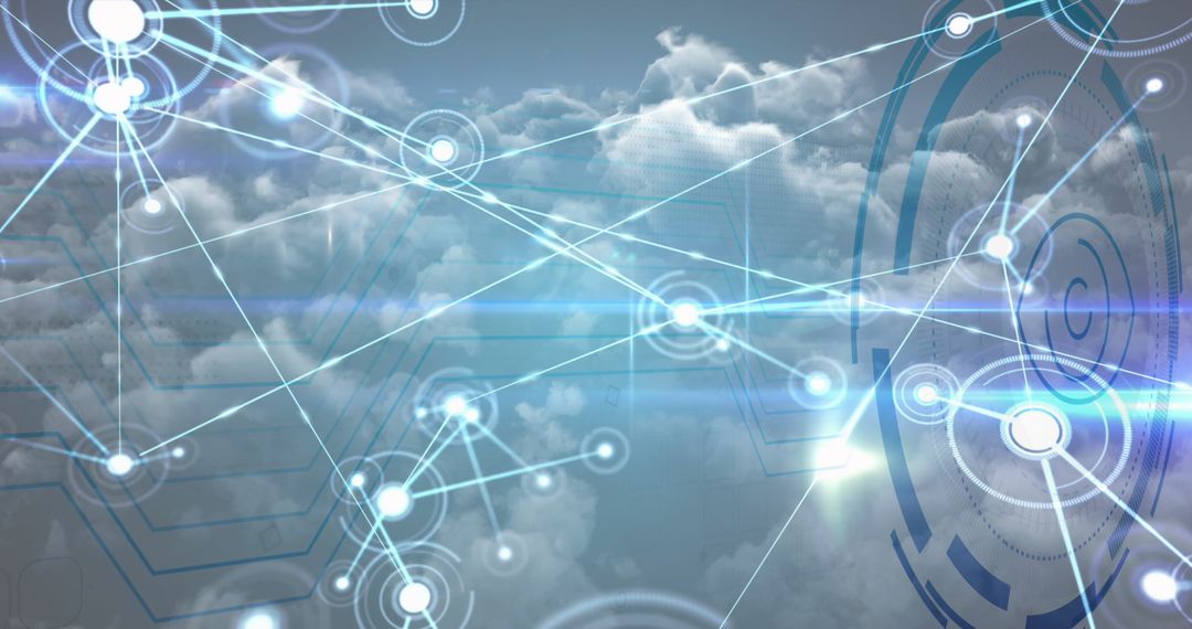 Digital Network Connections with Cloud Background