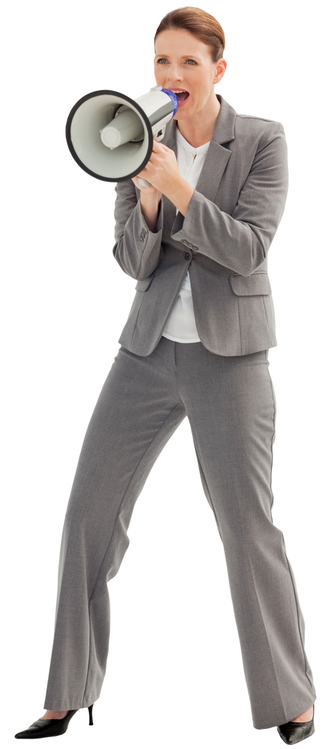 Transparent Businesswoman in Suit Using Megaphone - Download Free Stock Images Pikwizard.com