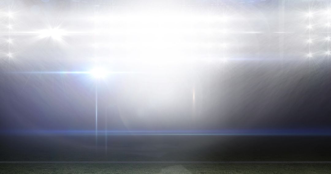 Floodlit Stadium with Blurred Lights Reflection Concept