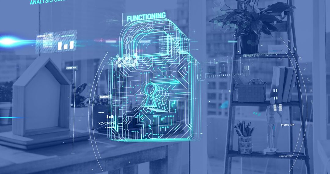 Digital Lock Over Modern Office Interior