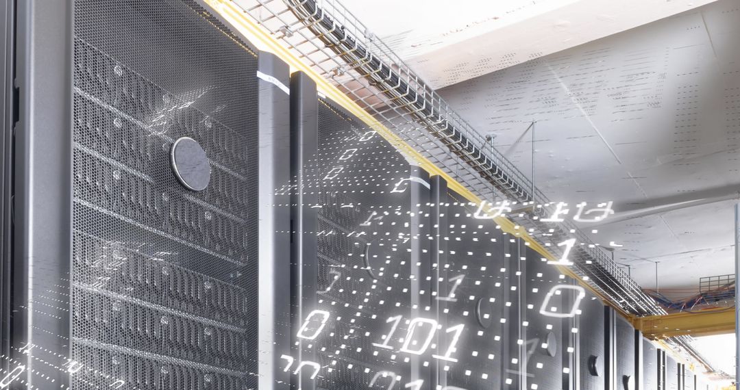Digital Data Processing Over Futuristic Server Room