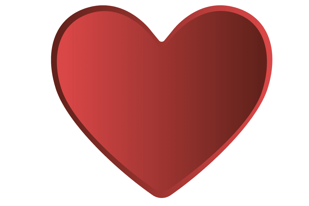Digital Red Heart on Clear Background for Love Themes