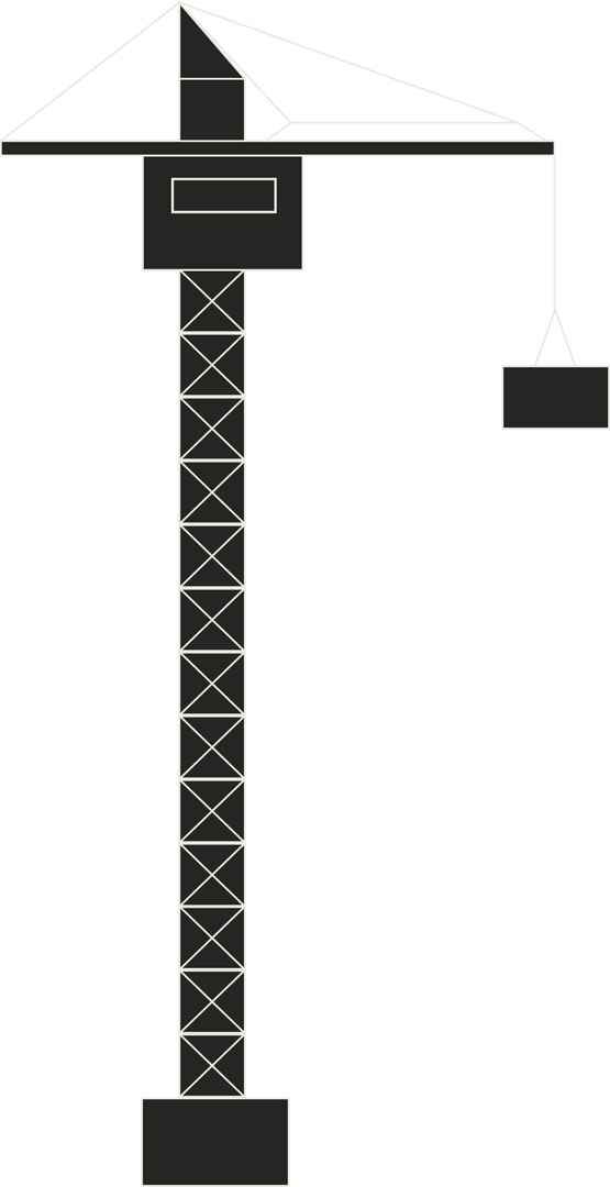 Transparent Tower Crane Icon Lifting Load on Minimalist Backdrop