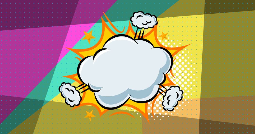 Colorful Comic Style Explosion with Speech Bubble