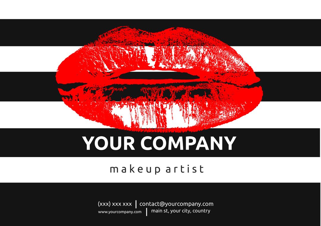 Bold Red Lips Makeup Artist Beauty Branding Template - Download Free Stock Templates Pikwizard.com