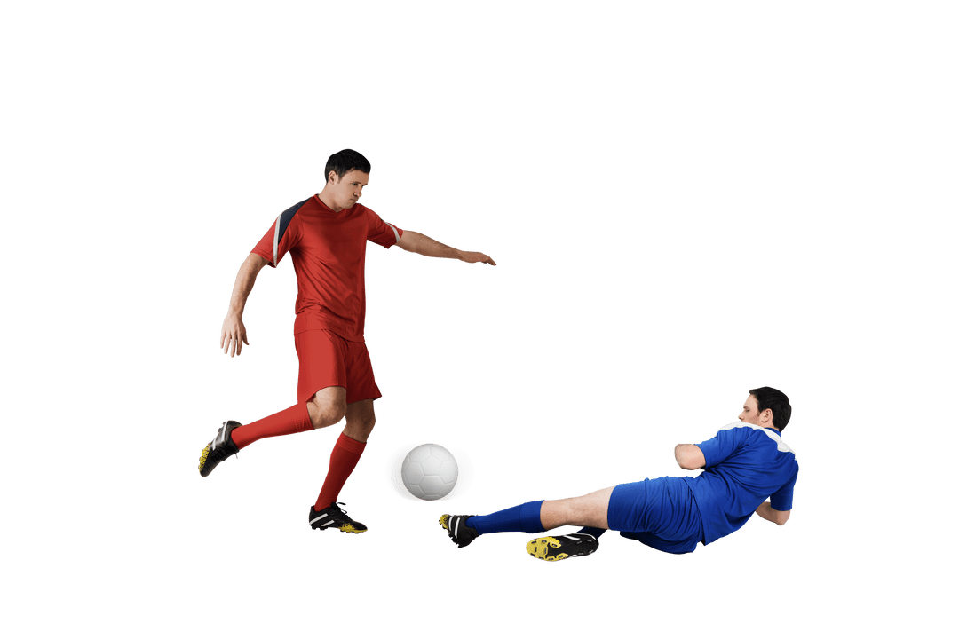 Transparent Football Players Tackling for The Ball Action Scene