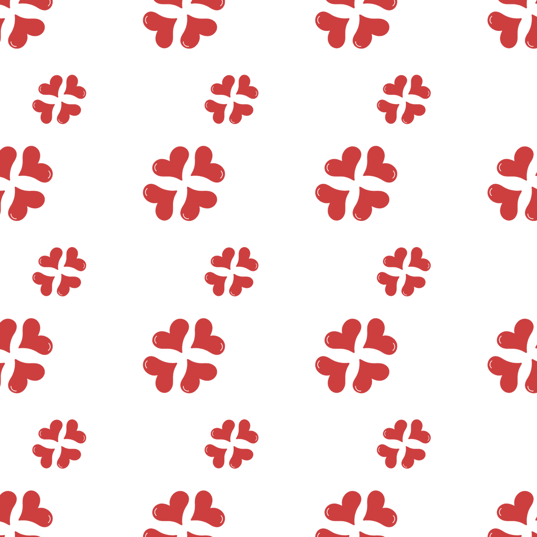 Seamless Red Repeated Hearts Pattern on Transparent Background