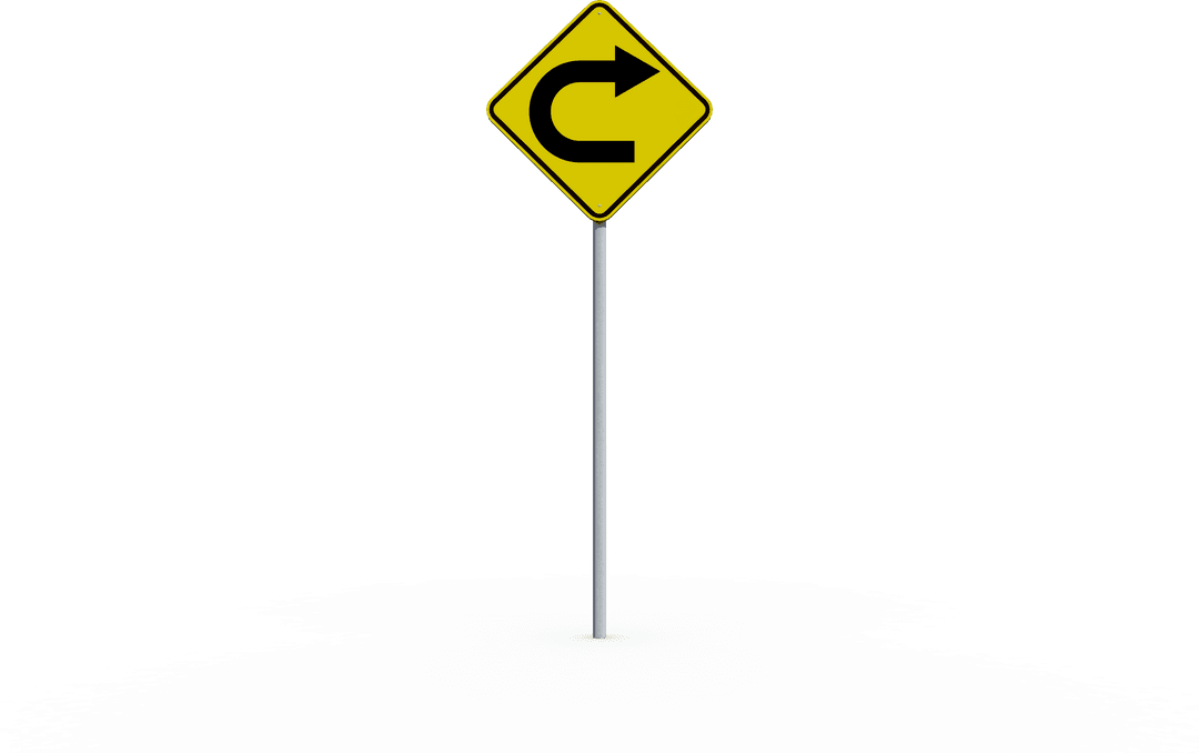 Vector Road Sign with Circular Arrow Transparent Background