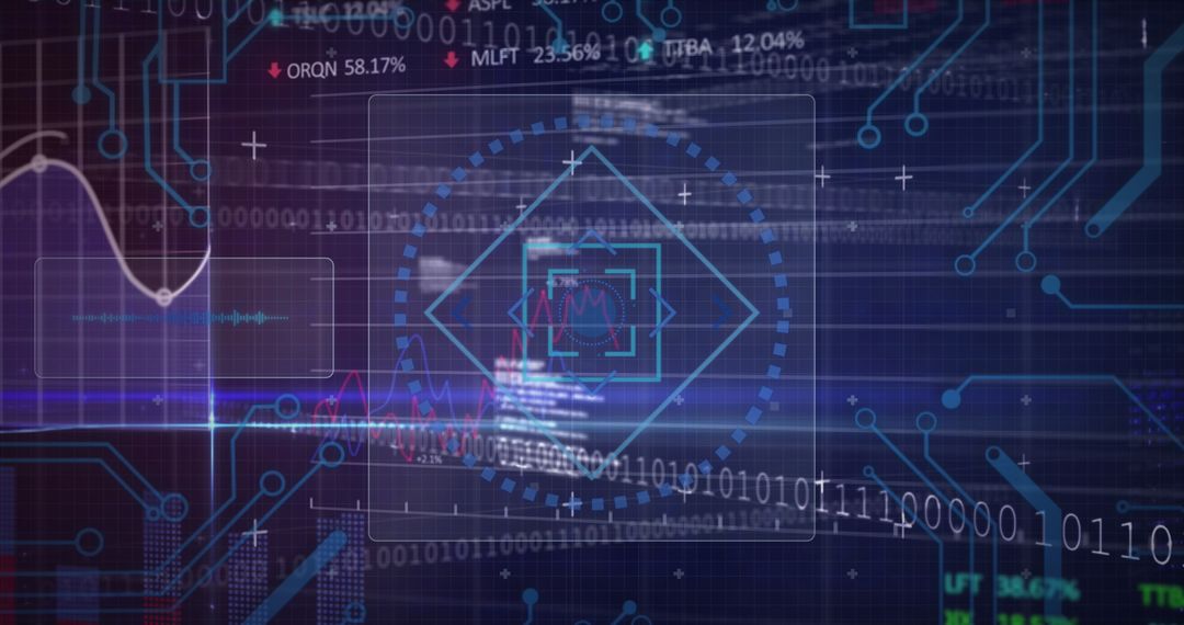 Futuristic Digital Finance Interface with Technology Elements