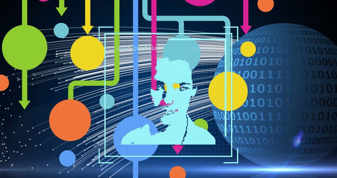 Abstract Global Digital Network with Colorful Human Icons