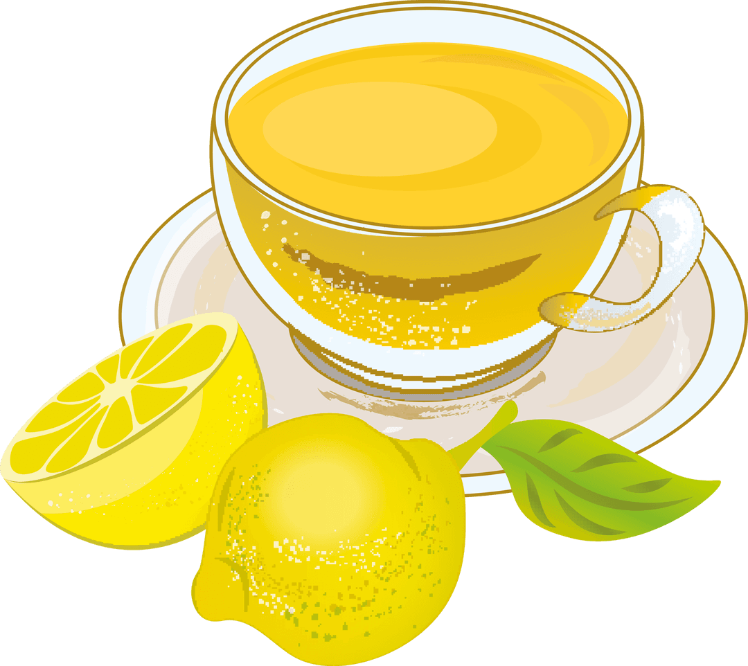 Transparent Cup of Lemon Tea Illustration with Fresh Lemons