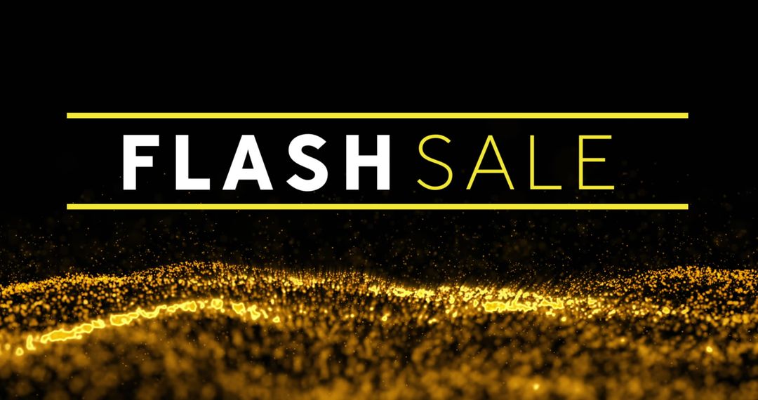 Flash Sale Text on Abstract Waving Mesh with Gold Light Particles