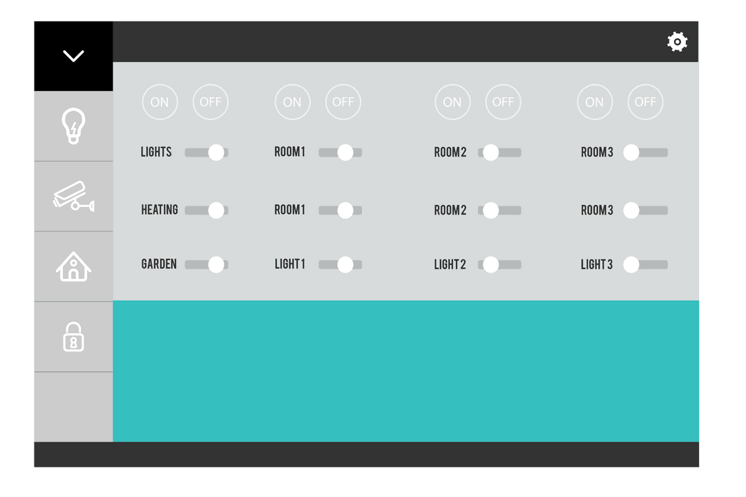 Smart Home Control Panel UI on Transparent Background