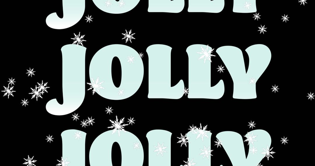 Festive Text with Falling Snowflakes on Black Background
