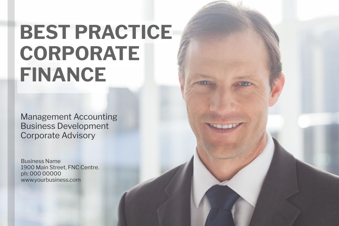 Confident Businessman in Corporate Environment Highlighting Financial Expertise