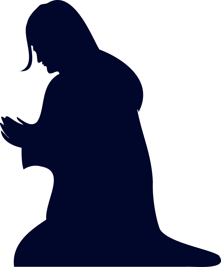 Transparent Silhouette of Hooded Figure in Prayer Position