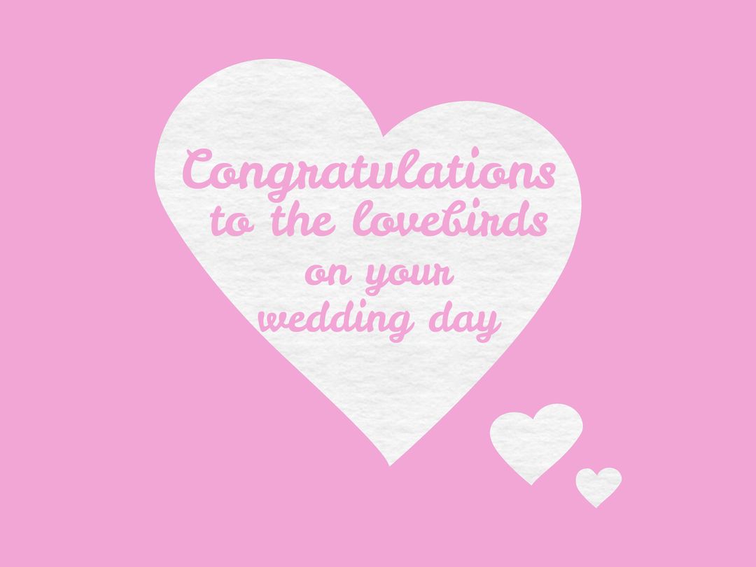 Heart-Shaped Wedding Congratulations Message on Pink Background - Download Free Stock Templates Pikwizard.com