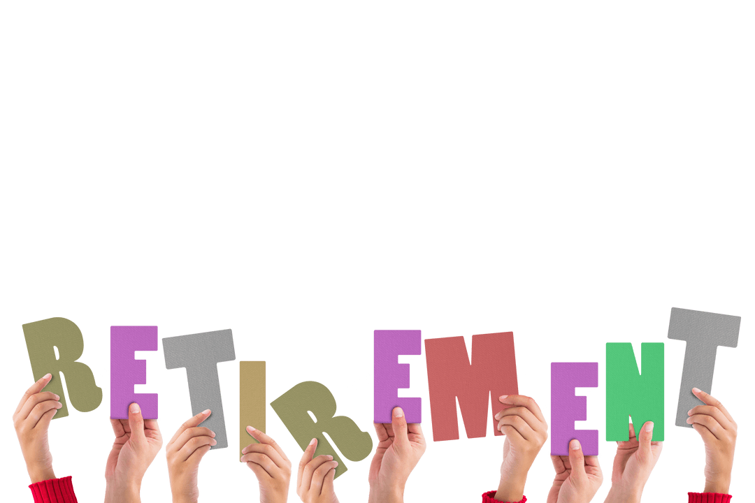 Hands Holding Retirement Letters on Transparent Background