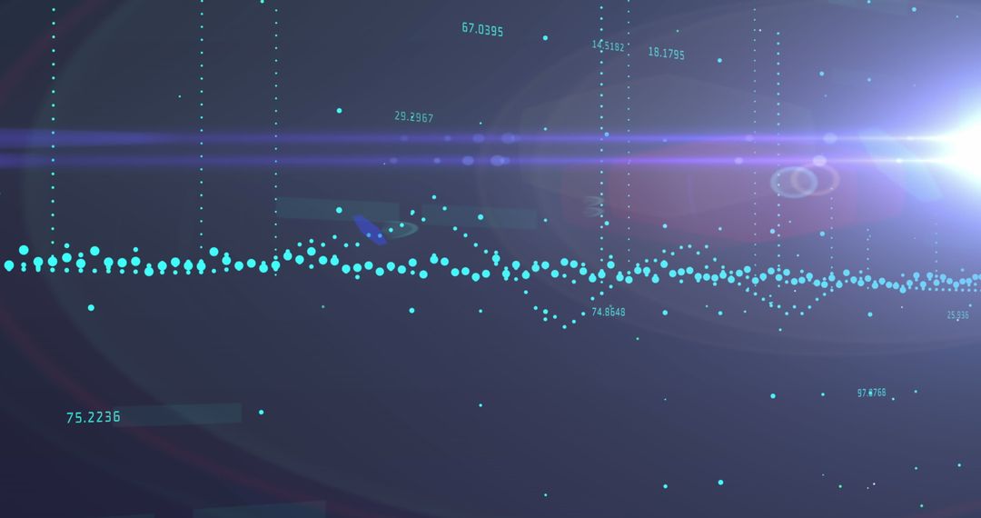 Futuristic Digital Graphs and Lens Flare Illustrate Data Trends
