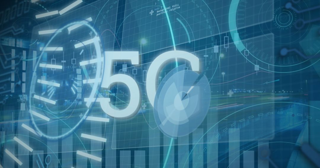 Futuristic 5G Network Concept with Data and Traffic Visualization