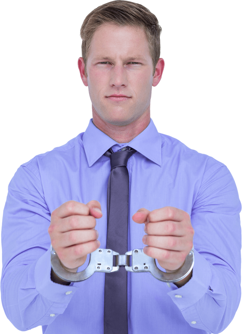 Transparent Businessman Wearing Handcuffs Against Loss