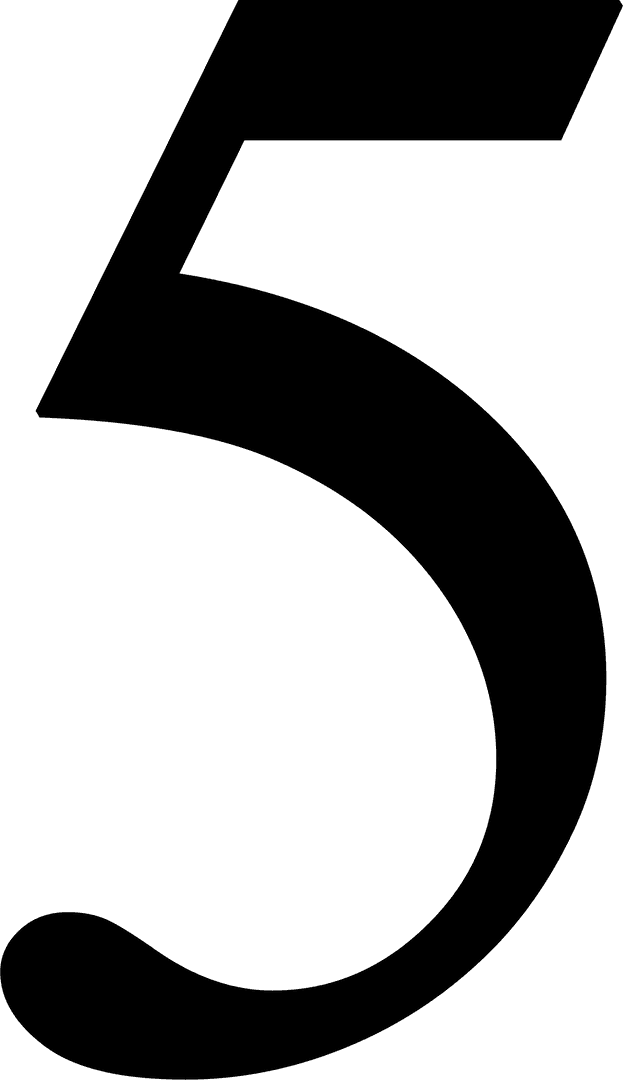 Digital Number 5 Illustration on Transparent Background