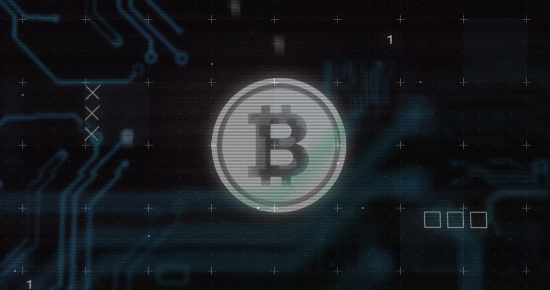 Futuristic Bitcoin Blockchain with Digital Interface Elements