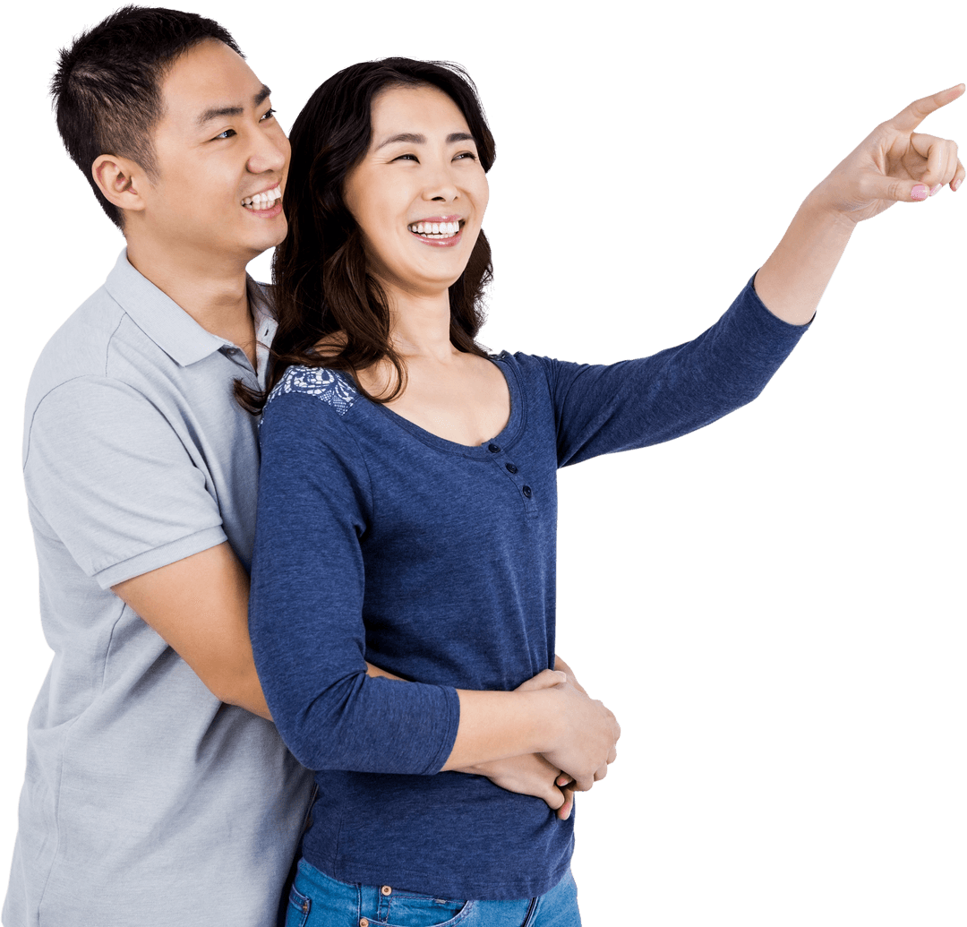 Happy Couple Posing and Laughing on Transparent Background