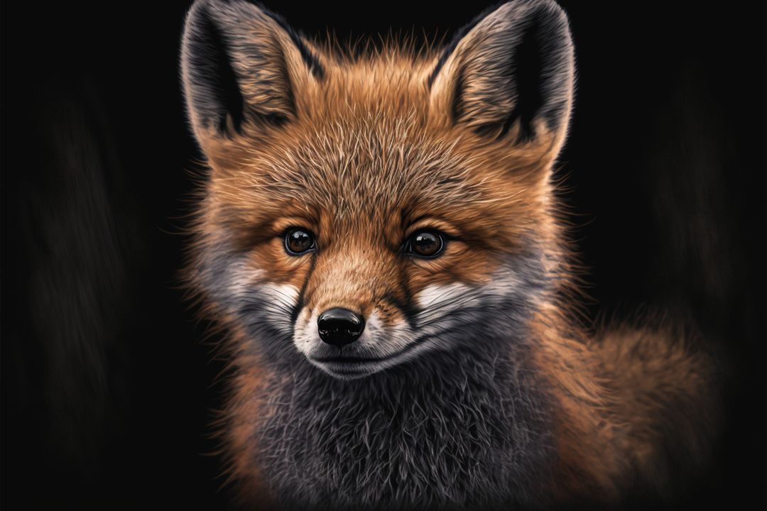 Portrait of cute fox on black background, created using generative ai technology - Free Images, Stock Photos and Pictures on Pikwizard.com