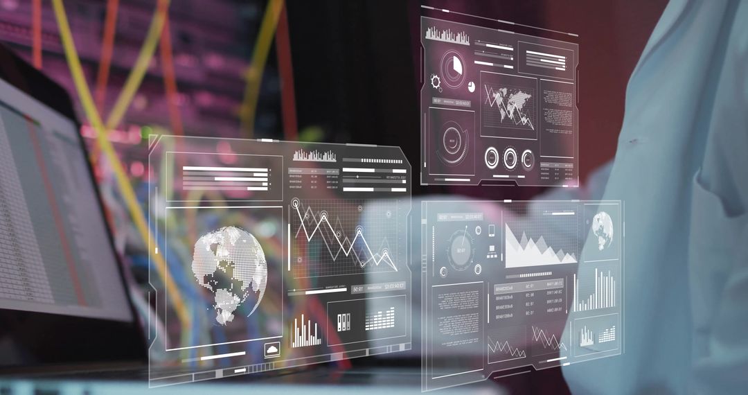African American Scientist Analyzing Financial Data in Server Room