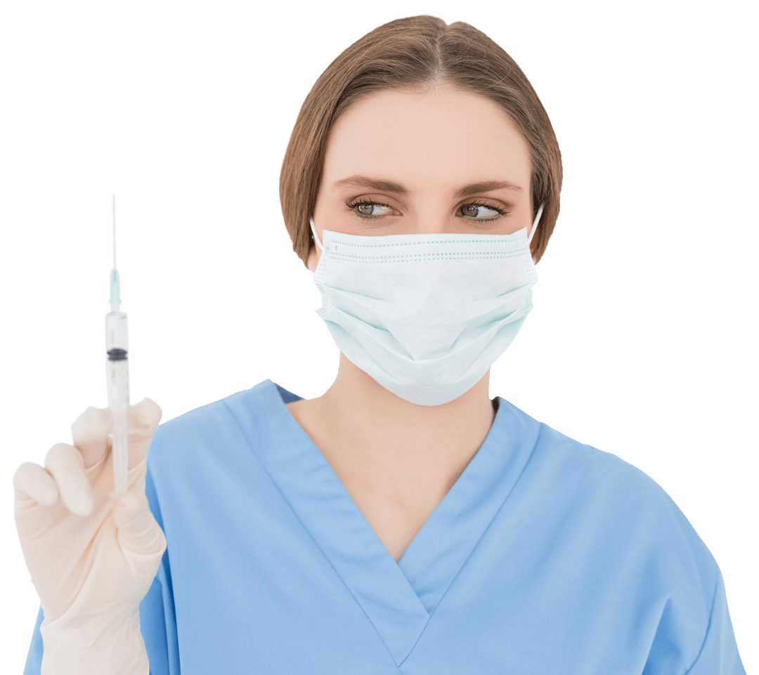 Transparent Doctor Holding Syringe Viewing Patient Care Procedure